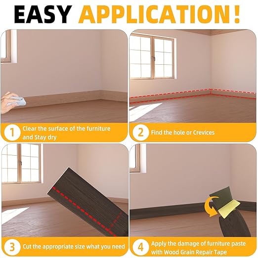 GSCIT Club Red Walnut Wallpaper, 2.4 inch X 15ft Self Adhesive Wood Grain Repair Tape Walnut Repair Patch for Tables, Chairs, Baseboards, Doors, Windows, Floors, Handicraft DIY.