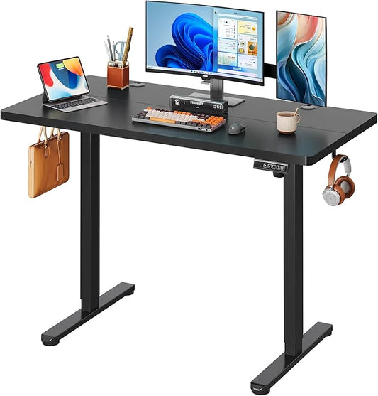 DEVAISE 48 Inch Electric Standing Desk, 3 Adjustable Height Stand up Desk for Home Office, Ergonomic Sit to Stand Desk with LED Touchscreen, Headphone Hook, 3 Memory Preset Computer Desk (Black)