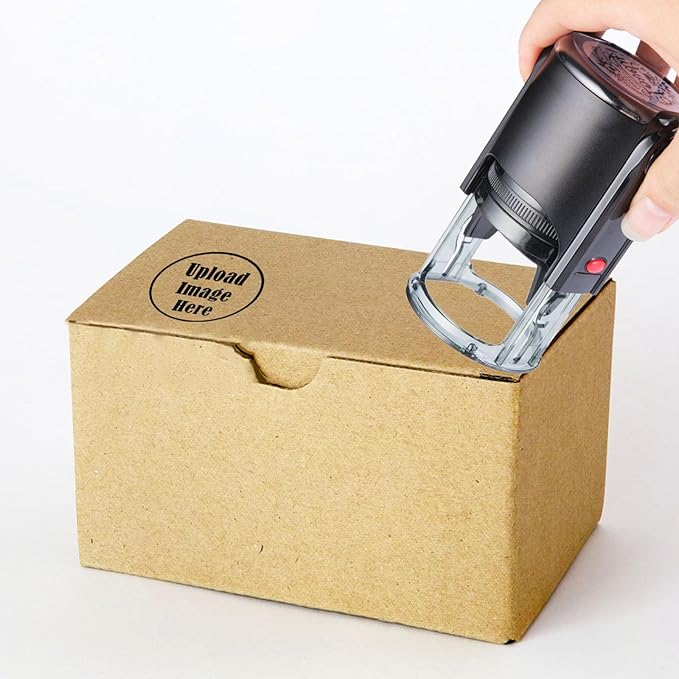 Custom Logo Stamp Personalized Image Self-Inking Stamper - Custom Business Logo Text - Different Sizes - 5 Ink Color Options