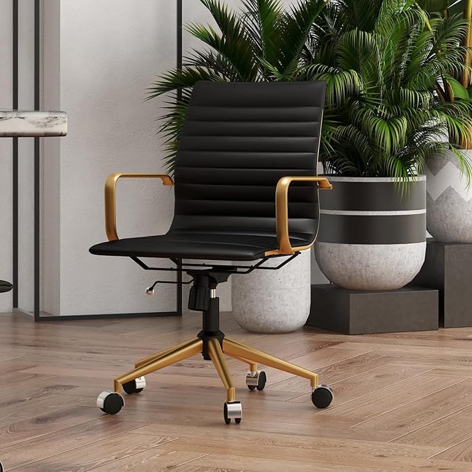 Chair, Desk Computer Chair ，with Armrests ，Ergonomic Office Chair for Home and Office, 17.32 x 22.83 x 35.43 inches, Multiple Colors (Gold Black)