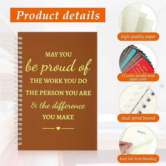 Colarr 60 Pcs A5 Inspirational Spiral Notebook Bulk Appreciation Gift 6x8 Inch Motivational Notepad 100 Page/50sheet Lined College Ruled Journal for Employee Coworker Teacher Nurse (Dark Colors)