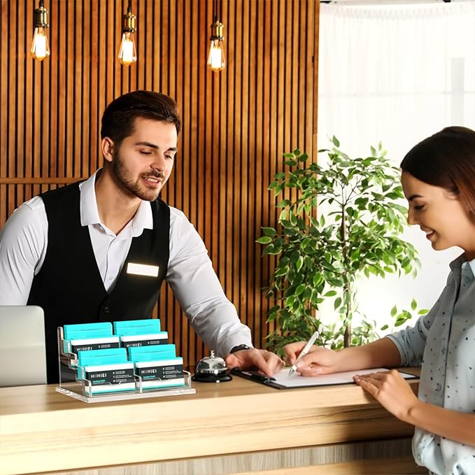 HIIMIEI Acrylic Business Card Display, Multiple Card Holder for Office, Home, Restaurant - 8 Slot, 4 Tier