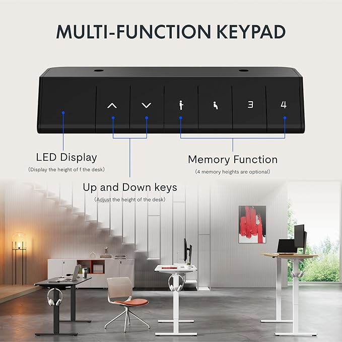 FLEXISPOT Standing Desk Electric Height Adjustable Desk with 40 x 24 Inch Splice Board, Home Office Computer Workstation, White Top + White Frame