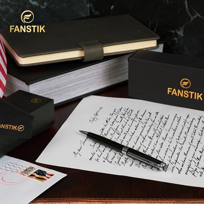 Customized Black & Silver Luxury ballpoint pen (Made In USA) fancy gift set for women, Chrome Finish, Professional executive pen gift set for men (Lux Custom-BallPoint Black-Silver)