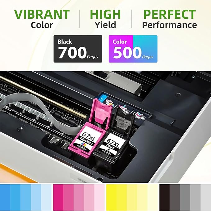 Hp Ink 67 & 67XL HP Printer Ink - Black Color Combo Pack for Hp 67 Ink Cartridges, HP 67XL Ink, DeskJet 2855e 2755e 2700 2700e 2800e 4155e 4255e 2827e 4100e 4227e, Envy 6055e 6000 6400 6455e Printer