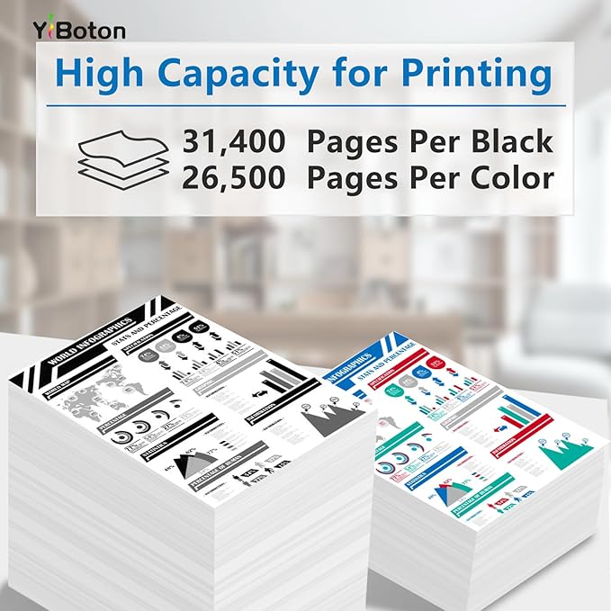 C9000 High Capacity Toner Cartridge 106R04077 106R04074 106R04075 106R04076 for Xerox VersaLink C9000 Printer(4-Pack, 1BK/1C/1M/1Y 31400 Pages)