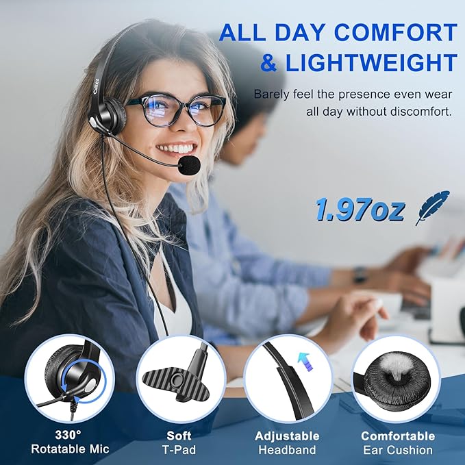 Callez Wired Computer Headset, 3.5mm Cell Phone Headset with Mic Noise Cancelling, USB-C Headphone for PC Laptop Mac iPhone Samsung Zoom Teams Call Center Home Office Work, in-line Controls