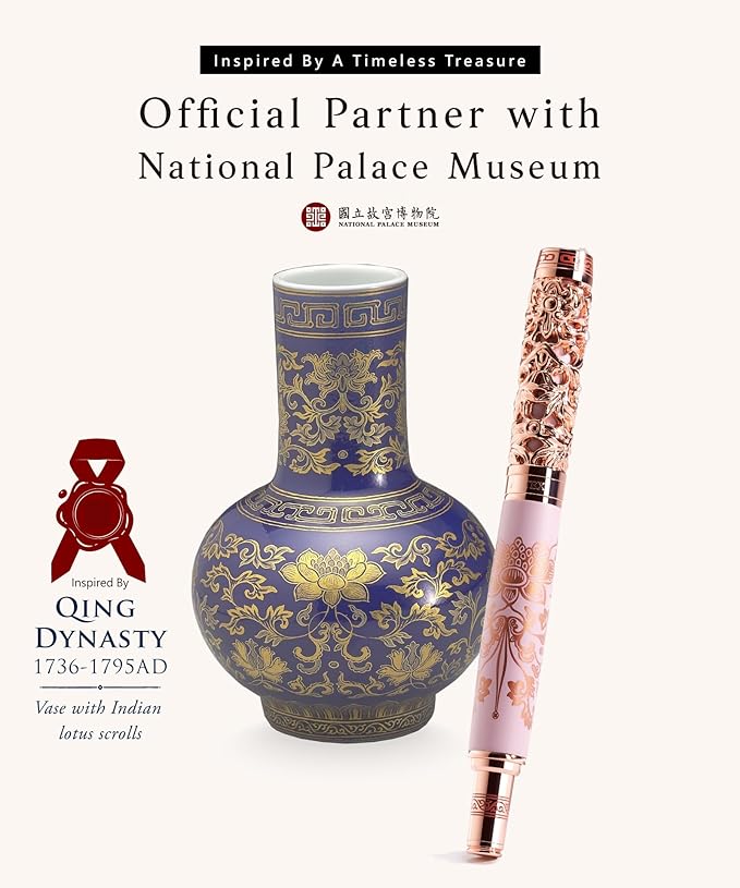 Executive Rollerball Pen Sets With Stand - Museum Art Collections - Crafting Timeless Beauty - Luxury Pen Gift & Office Desk Decor, German SCHMIDT refill, Solid Metal & Marble Texture