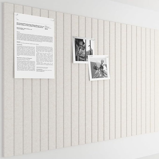 Bumusty Large Cork Board Alternative-36 x24 Felt Bulletin Board Tiles, with 30 Pushpins, 40 Adhesive Tabs, 6-Pack Slat Wall Paneling, Cork Boards for Office Push Pin Board Felt Board-Oatmeal
