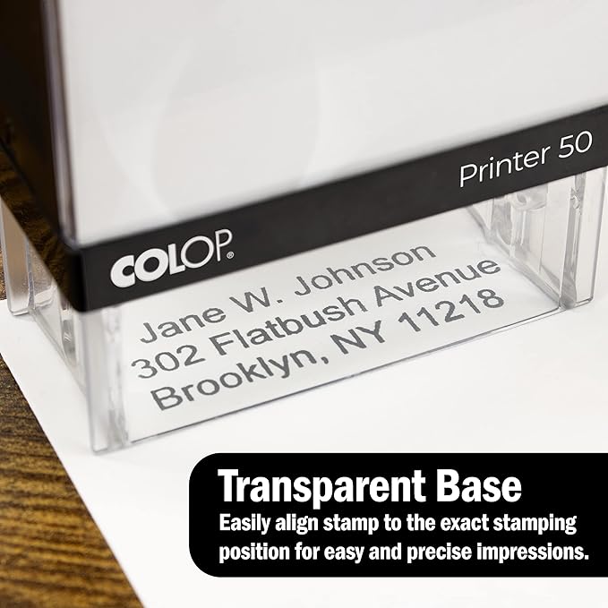 COLOP Extra Large Size Self Inking Custom Text Stamp - Choose from Many Fonts & 15 Ink Colors