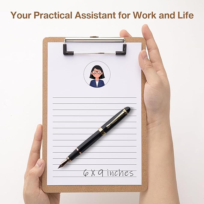 HappyHapi Mini Clipboards 32 Pack Memo Size 6 x 9 Inches Bulk Small Clip Boards for Classroom School Supplies, Eco-Friendly Wood Hardboard A5 Low Profile with Hang Tab for Home, Office, Traveling