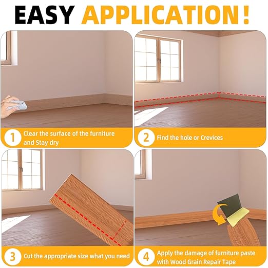 GSCIT Club Wood Grain Repair Tape, 2.3 inch X 25ft Self Adhesive Red Oak Grain Repair Patch for Tables, Chairs, Baseboards, Doors, Windows, Floors, Handicraft DIY.