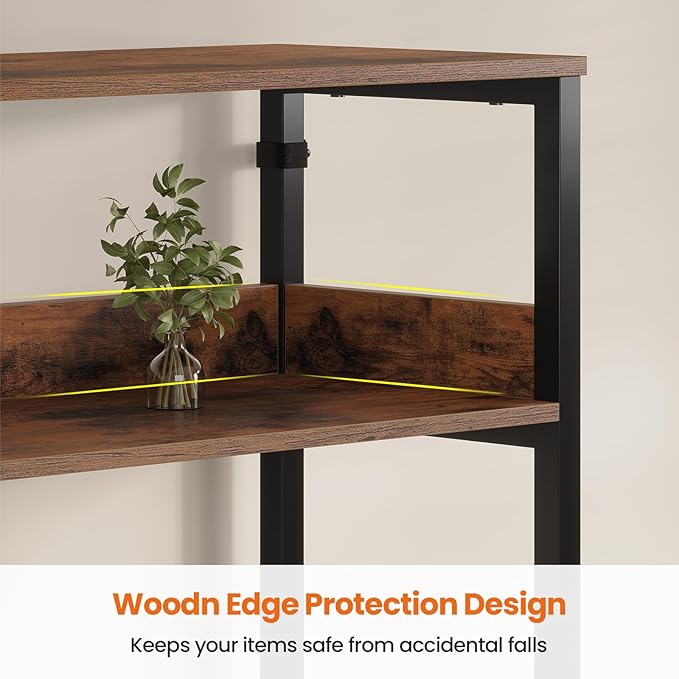 Bookshelf with 8 Fabric Drawers, 7-Tier Bookcase with Baffles Display Shelves, Industrial Large Book Shelf for Living Room Home Office, Rustic Brown