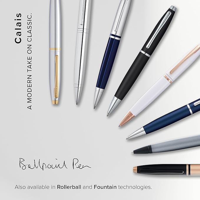 Cross Calais Refillable Ballpoint Pen Presented in a Luxury Gift Box - Medium Point, Black Ink, Brushed Rose Gold & Black