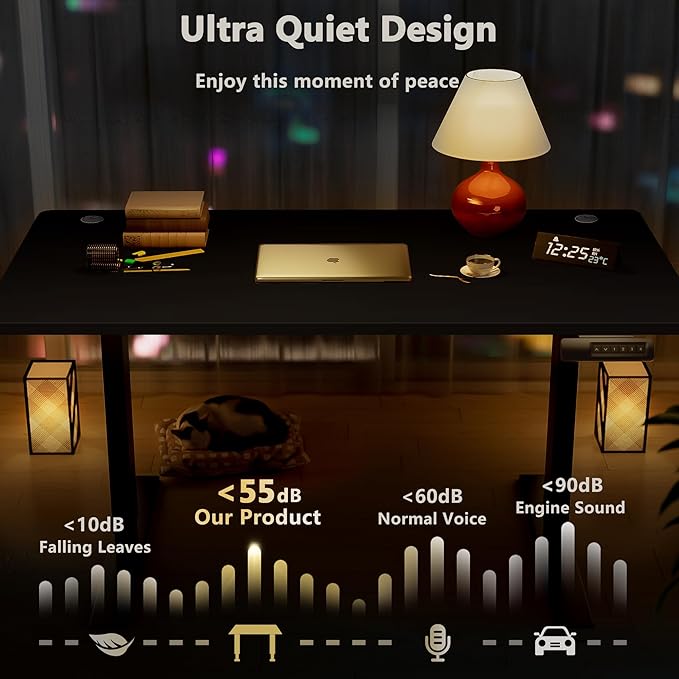 Himimi Electric Standing Desk 48 x 24 inch for Home Office,Sit-Stand Adjustable Desk with Memory Presets,Height Adjustable Desk for Gaming/Working,Free Hook, Lockable Wheels,Black