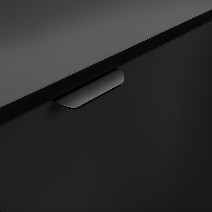 Flash Furniture Dell Trash Can Enclosure with Tray Shelf and 8" Drop Hole, Commercial Grade Trash Receptacle for 32 Gallon Round Cans, Swing Door Access, Black