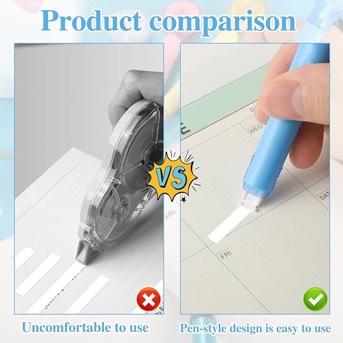 BESARME 6 Pieces Correction Tape Pen, Push Pull Protective, Easy to Use Applicator for Instant School Office Supplies, 1/5 X 236 Inch