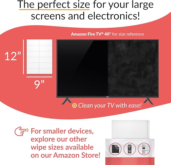 iCloth 70% Isopropyl Alcohol XL Screen and Electronics Wipes, Lint-Free, Streak-Free, Fast-Drying, Removes Dust and Fingerprints (24 Wipes)