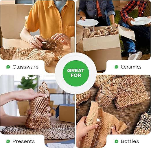 IDL Packaging 15" x 1400' Refill Roll (Pack of 2) for MP-1400USN HexcelWrap Honeycomb Packing Paper Station, Brown - Protective Kraft Paper with Interlocking Slit Design for Shipping