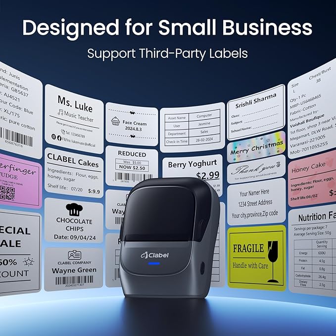CLABEL Label Maker Machine with Tape: 221B Inkless Label Printer 2 Inch Portable Bluetooth Handheld Sticker Barcode Thermal Printer Compatible with Phone & PC for Small Business Retail School Office