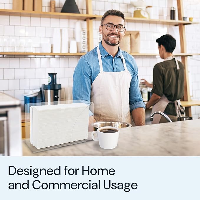 Countertop Paper Towel Holder Dispenser - Clear Acrylic Storage Holder for Kitchen or Bathroom Use for Multifold, C Fold, Trifold, Z Fold Hand Towel Napkins - Commercial or Home Use