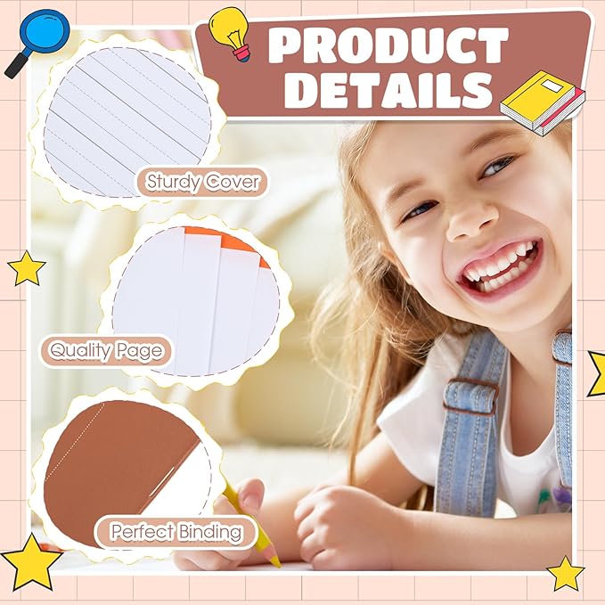 Henoyso 12 Pcs Primary Composition Notebook K-2 9 3/4 x 7 1/2 Inch Primary Journal, Back to School Supplies, Bulk Blank Writing Book for Kid to Write Draw Journal 60 Page Notebooks (Boho Color)