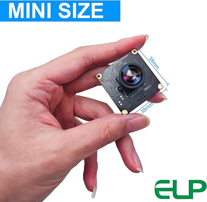 ELP High Speed Wide Angle Global Shutter USB Camera Module for Computer 1080P Mini UVC USB2.0 Webcam Board with 120degree No Distortion Lens AR0234 High Frame 90fps Web PC Camera Board for Laptop