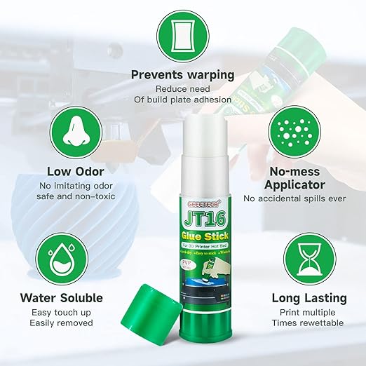 Geeetech 6pc 3D Printer Glue Sticks, 3D Printer Bed Adhesive for Hot Bed Printing, 36 Gram Each, Washable, PVP Solid 3D Print Glue Stick 3D Gloop for PLA/ABS/PETG/PC/PA/TPU