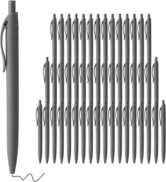 deegtran Pens Bulk, 50 Pack No Bleed Grey Barrel Click Pens, Wholesale Retractable Ballpoint Pens, Pen Medium Point, Smooth black Ink Pen, 1.0MM