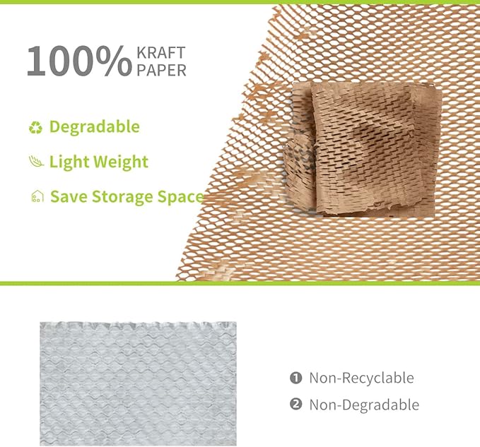 Honeycomb Cushioning Wrap Paper Roll 20" x 1500' Expanding Honeycomb Kraft Packing Paper for Gift Moving Packing