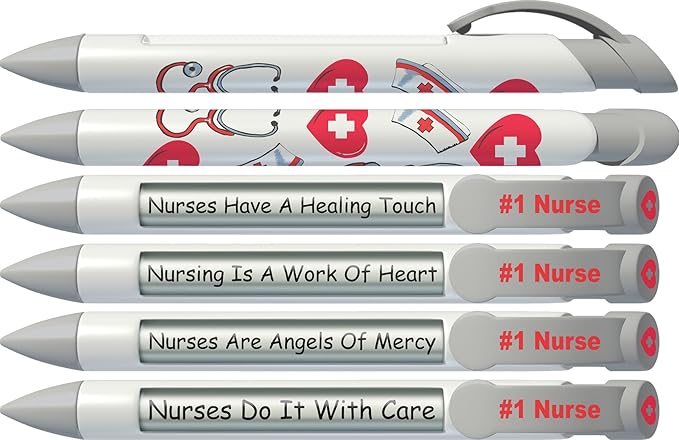 Greeting Pen Rotating Message Nurse Pen - #1 Nurse (Silver Top) 6 Pack (36546)