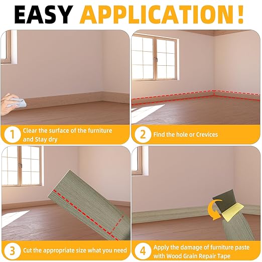 GSCIT Club Wood Grain Repair Tape, 2.4 inch X 100ft Self Adhesive Silver Walnut Grain Repair Patch for Tables, Chairs, Baseboards, Doors, Windows, Floors, Handicraft DIY.