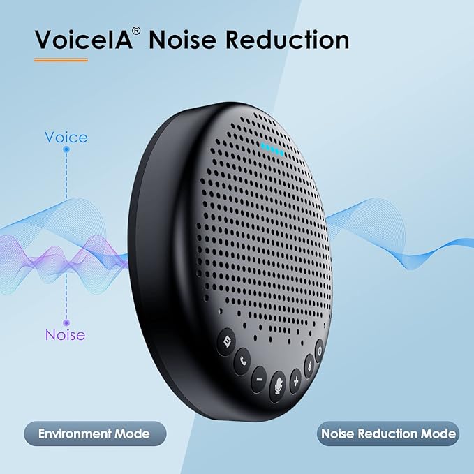 EMEET Conference Speaker and Microphone Luna 360° Voice Pickup w/Noise Reduction/Mute/Indicator USB Bluetooth Speakerphone w/Dongle for 8 People Daisy Chain for 16 Compatible with Leading Software