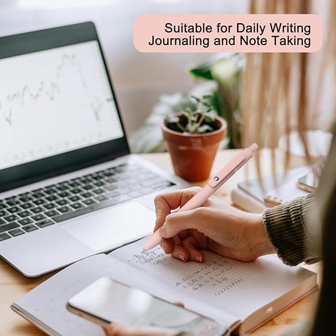 FIOVER Gel Pens, 5pcs 0.5mm Quick Dry Black Ink Fine Point Smooth Writing Pens High-End Series Ballpoint for Office School Supplies(Morandi)