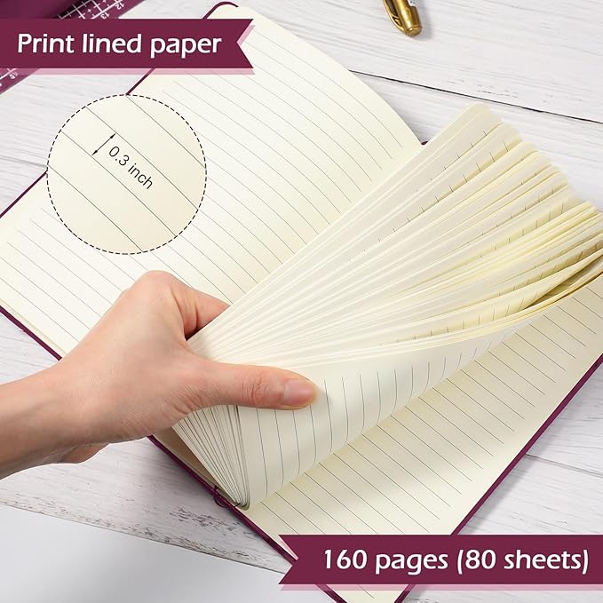 Honoson 20 Pack Lined Journal Notebooks A5 Hardcover Executive Notebook 5.5" x 8.3" PU Leather Wide Ruled Journals Bulk with Elastic Band for Home Business Office School Supplies(Burgundy)