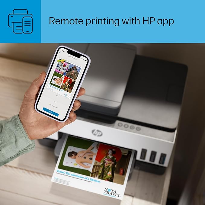 HP Smart Tank 7301 Wireless All-in-One Refillable Ink Tank Printer, Scanner, Copier with 2 years of ink included, Best for home office(28B70A)