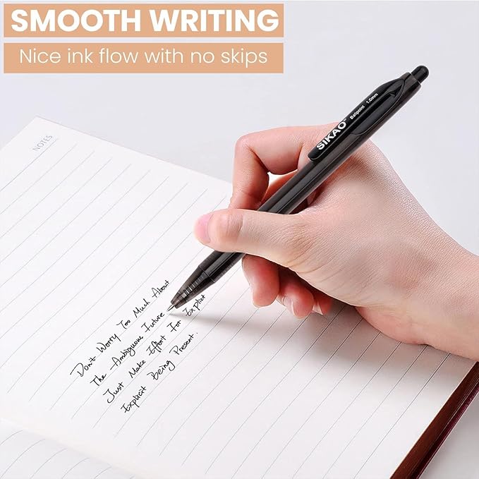 Black Pens Bluk | 60 Pack Durawrite Retractable Ballpoint Smooth Writing | Ball Point Click Pens Black Ink 1.0mm with Clear & Vivid Lines for Servers School Office Supplies, Lapiceros