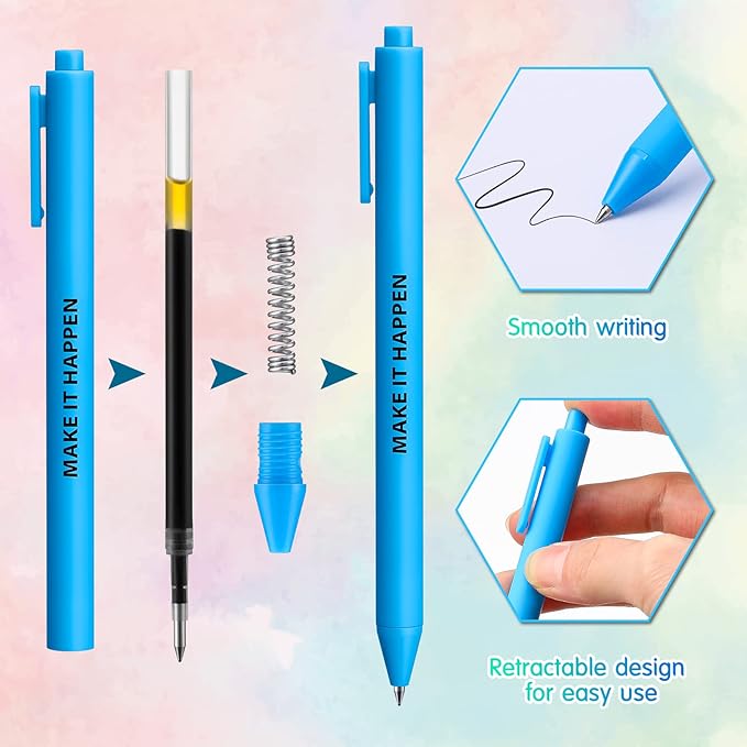 Epakh 50 Pcs Funny Pens Inspirational School Pens Bulk Positive Motivational Quotes on Ballpoint, Black Ink Pen for Adults Back to Schools Gift from Teacher(Inspirational,Macaron Color)