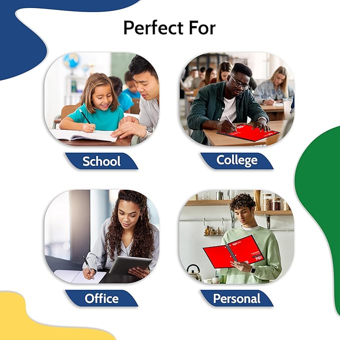 EPI Spiral Notebook | Wide - 70 Sheets, Durable Spiral Binding | 10.5 x 8 in | Classroom Supplies | School, Office, Note Taking, Journaling - 12 Pack