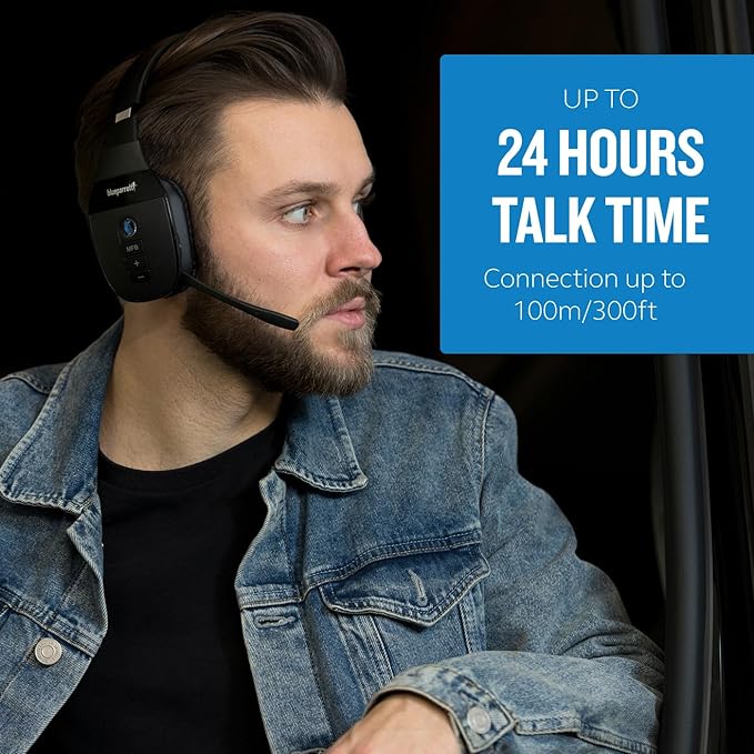 BlueParrott S450-XT Stereo Bluetooth Wireless Headphones 82% Noise Canceling Over Head Headset with Mic for Music and Calls, Hi-Fi Stereo Audio, 300 ft. Wireless Range, 24 hrs. Talk Time, Black