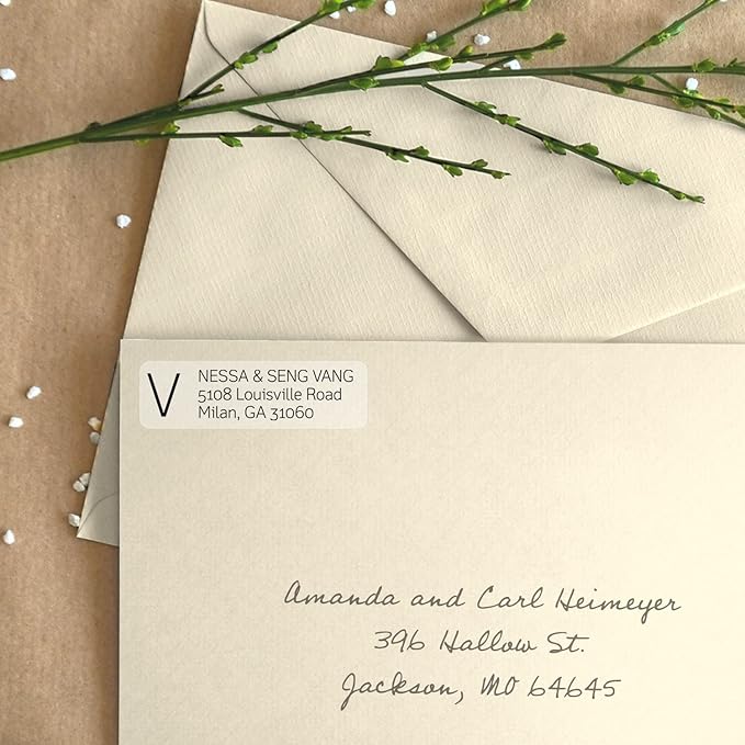 Clear Monogram Rolled Address Labels / 250 Personalized Return Address Labels/Designer Address Stickers in Elegant Plastic Dispenser