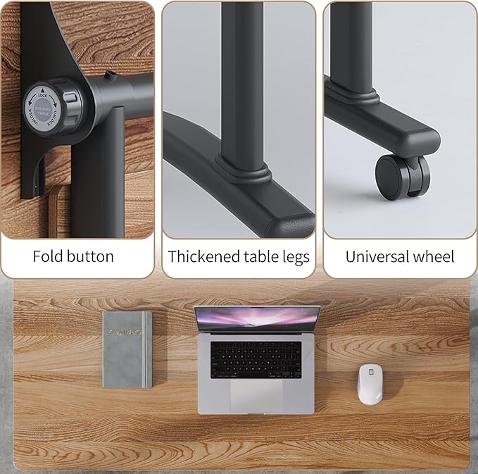 Folding Conference Table, Modern Conference Room Tables with Flip-Top Design, Foldable Conference Table Meeting Table with Wheels, Mobile Seminar Training Tables for Office Classroom (8, Walnut 2)