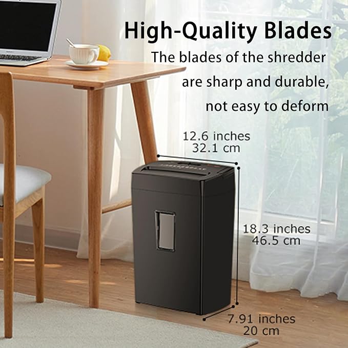 Bonsaii 12-Sheet Cross Cut Paper Shredder, P-4 High Security, Shreds Paper, Credit Cards, Staples, Clips, CDs, 5.5 Gal Home Office Heavy Duty Shredder with Transparent Window, Black