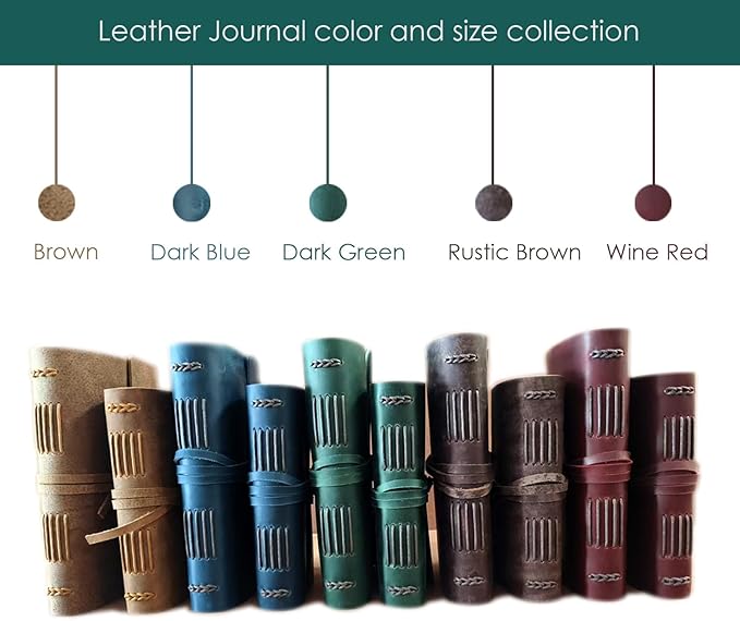 Green Notebook Journal - Nice Genuine Leather Journaling for write A5 Size Diary 6.2x8.5 Inch,Notepad For Women,Man,Vintage,Gifts,Work,Traveler,Personal, Dark Green