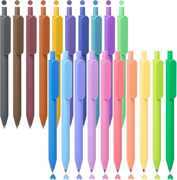 Gel Pens 20 Colors Retractable Quick Dry Ink Pens Fine Point 0.7mm, Smoooth Writing Pens Multicolor for Journaling, Drawing, Doodling, and Note Taking, Multicolor, 20-Count
