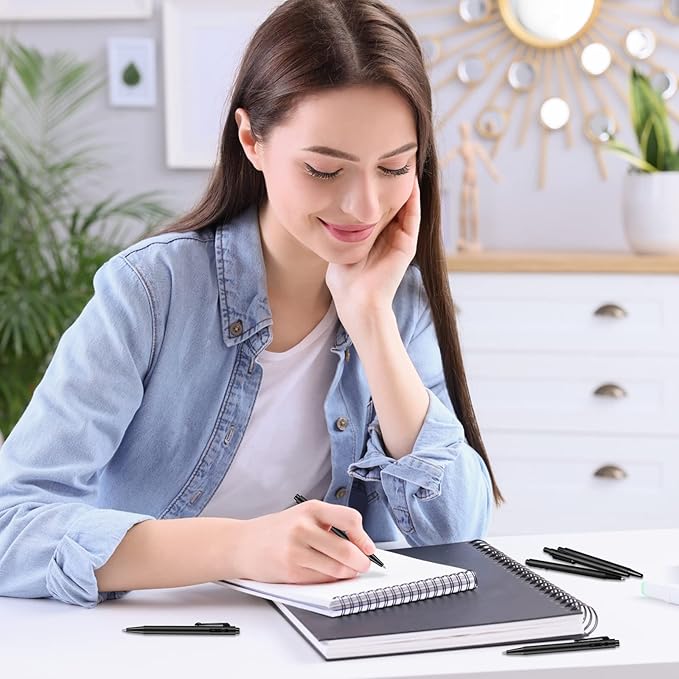 Eaasty 100 Pcs 4'' Mini Pen Bulk 0.7 mm Small Retractable Ballpoint Tiny Black Ink Pen Gel Pens with Clip Smooth Writing Pens for Pocket Journal Writing Office