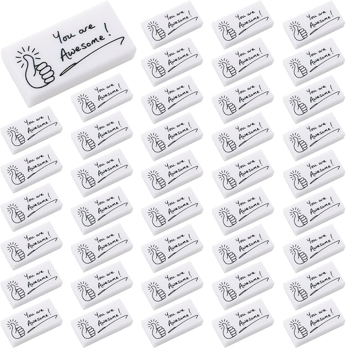 Fuutreo 100 Pcs Welcome Back to School Gifts for Students Inspirational Pencil Erasers Bulk You are Awesome White Cute Fun Erasers First Day of School Gifts Classroom Prizes from Teachers