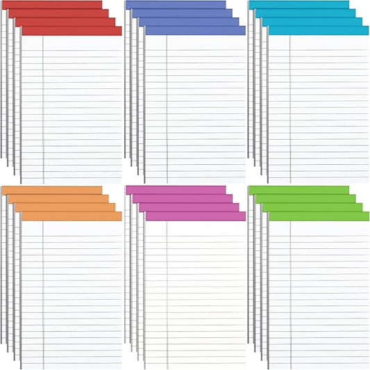 Colarr 24 Pack Legal Pads 5 x 8 Inches Lined Notepads 50 Sheets Wide Ruled Writing Pads for School College Office Business