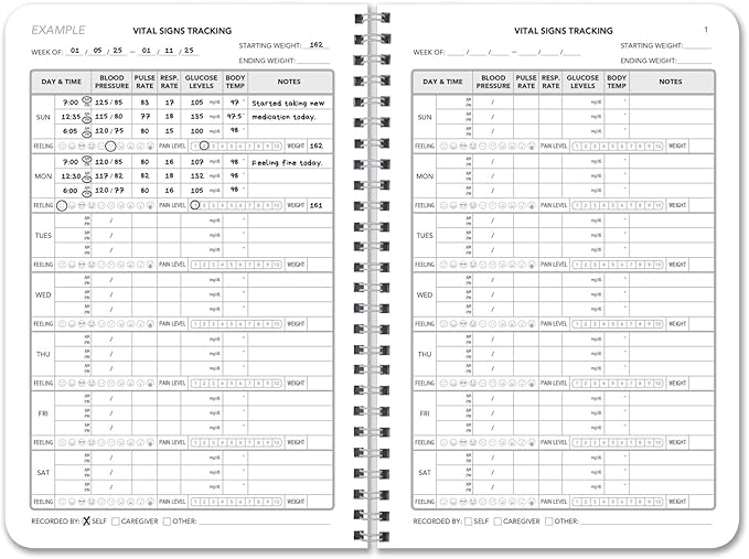 BookFactory Vital Signs Log Book/Vitals Monitoring Logbook/ 104 Pages Record Book – 6” x 9” (LOG-104-69CW-PP(Vital-Signs))