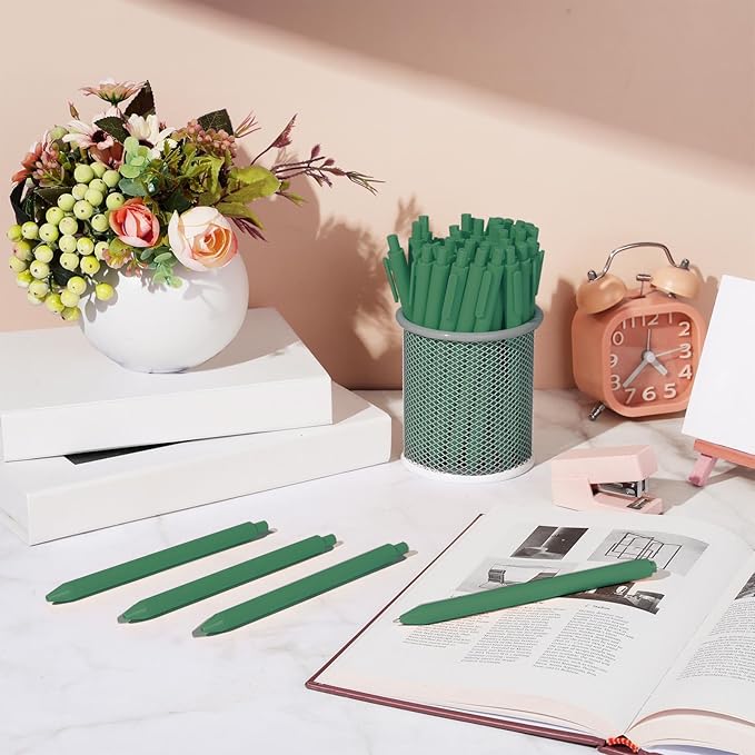 Fulmoon 50 Pcs Ballpoint Pens Bulk Retractable Comfortable Writing Pens Cute Back to School Supplies in Medium Point 1.0 mm for Teacher Student Bridal Shower Baby Shower (Avocado Green)